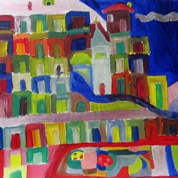 Картина под названием "La ville dont je rê…" - Olivier Dumont, Подлинное произведение искусства