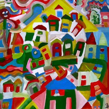 Peinture intitulée "Au village sans pre…" par Olivier Dumont, Œuvre d'art originale, Huile