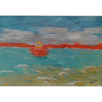Peinture intitulée "la mer du Nord" par Djouck, Œuvre d'art originale, Acrylique