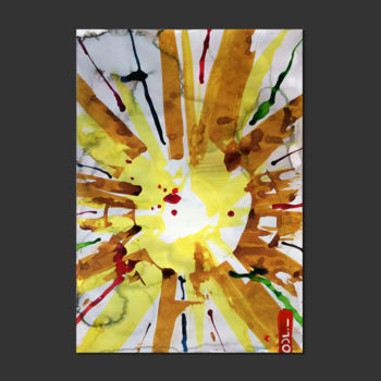 Картина под названием "FIREBALL" - Odl - Olivier Durand Lailler, Подлинное произведение искусства, Чернила