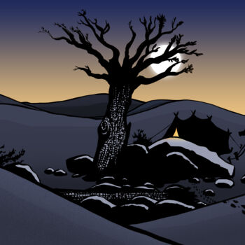 Dessin intitulée "Le désert" par Olivier Junod, Œuvre d'art originale, Encre