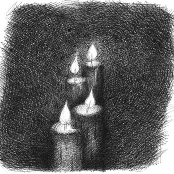Dessin intitulée "bougies" par Olivier Junod, Œuvre d'art originale, Stylo à bille