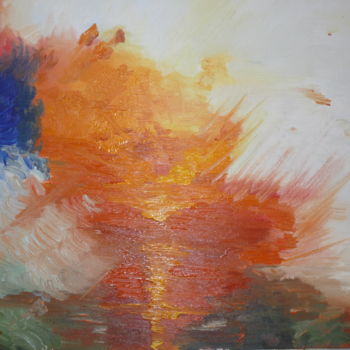 Peinture intitulée "Sun red" par Olivier Lamiot, Œuvre d'art originale