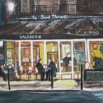 Malerei mit dem Titel "bar de nuit" von Olivier Laplace, Original-Kunstwerk
