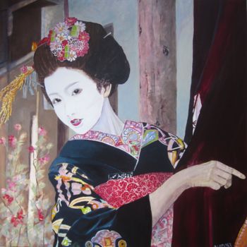 Ζωγραφική με τίτλο "tableau geisha" από Olivier Laplace, Αυθεντικά έργα τέχνης