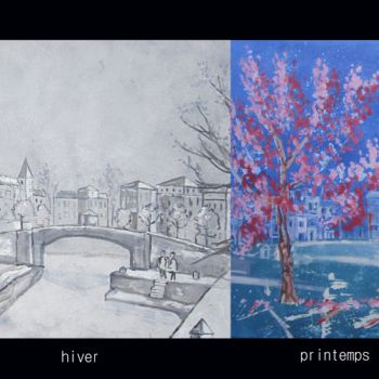 Schilderij getiteld "les quatre saisons" door Olivier Laplace, Origineel Kunstwerk, Anders