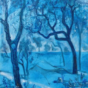 Картина под названием "arbre bleu" - Olivier Laplace, Подлинное произведение искусства, Акрил