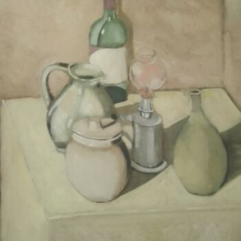 Painting titled "nature morte pastel" by Olivier Leclercq (oyans), Original Artwork, Oil Mounted on Wood Stretcher frame