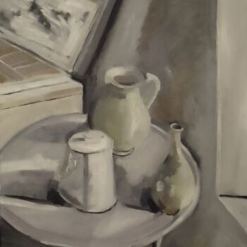 Painting titled "carafe" by Olivier Leclercq (oyans), Original Artwork, Oil Mounted on Wood Stretcher frame