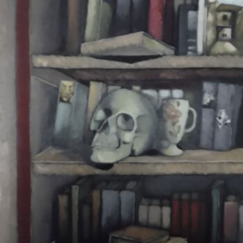 Peinture intitulée "bibliothèque" par Olivier Leclercq (oyans), Œuvre d'art originale, Huile Monté sur Châssis en bois
