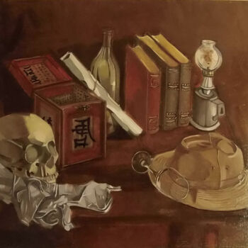 Malerei mit dem Titel "vanité chinoise" von Olivier Leclercq (Oyans), Original-Kunstwerk, Öl