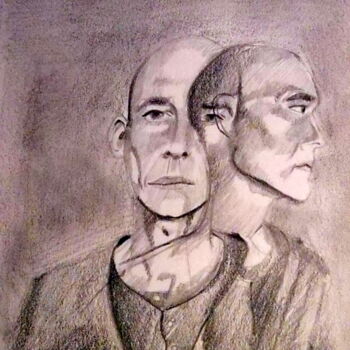 Dessin intitulée "pile ou face" par Olivier Leclercq (Oyans), Œuvre d'art originale, Crayon