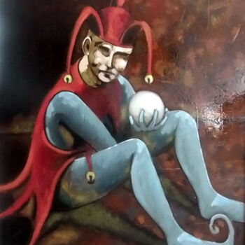 Painting titled "le bouffon" by Olivier Leclercq (Oyans), Original Artwork