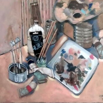 Peinture intitulée "l'atelier" par Olivier Leclercq (Oyans), Œuvre d'art originale