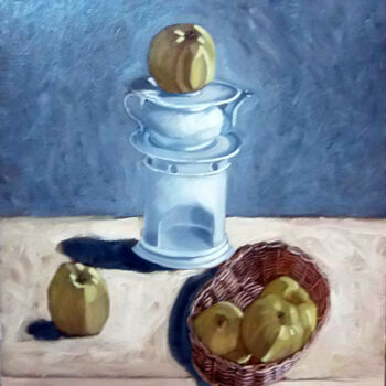 Painting titled "pommes" by Olivier Leclercq (Oyans), Original Artwork