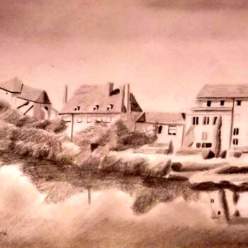 Рисунок под названием "village d'Ebreuil (…" - Olivier Leclercq (Oyans), Подлинное произведение искусства