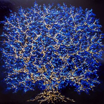 Peinture intitulée "Arbre bleu" par Olivier Lecourtois, Œuvre d'art originale, Huile
