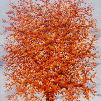 Painting titled "Arbre orange" by Olivier Lecourtois, Original Artwork, Oil