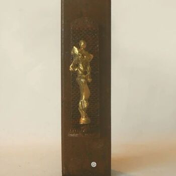 Sculpture titled "le guetteur" by Olivier Lecourtois, Original Artwork, Metals