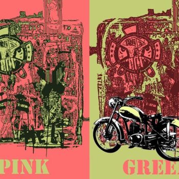 Malerei mit dem Titel "pink green" von Olivier Loubet, Original-Kunstwerk