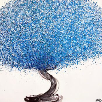 Painting titled "L’arbre bleu… (Souv…" by Olivier Messas, Original Artwork, Acrylic Mounted on Wood Stretcher frame