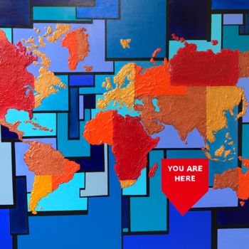 Peinture intitulée "You are here / World" par Olivier Rech, Œuvre d'art originale, Acrylique