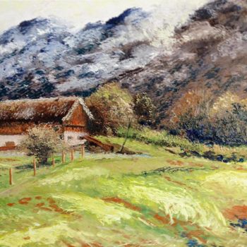 Peinture intitulée ""Paysage norvégien"" par Olivier Rilliet, Œuvre d'art originale, Huile