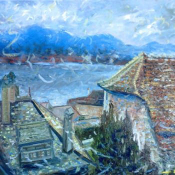 Painting titled "Le village de Saint…" by Olivier Rilliet, Original Artwork, Oil