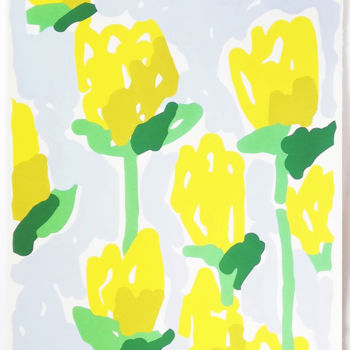Gravures & estampes intitulée "Tulipes Olivier Roc…" par Olivier Rocheau, Œuvre d'art originale, Linogravures