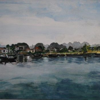 Painting titled "Baie d'Ha long terr…" by Olivier Thomasson-Narbonne, Original Artwork, Acrylic