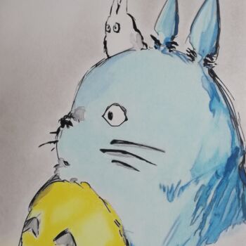 Dibujo titulada "Totoro" por Olivier Valèry, Obra de arte original, Lápiz