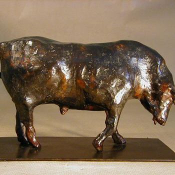 Sculpture titled "taureau" by Olivier Chalmin, Original Artwork, Metals