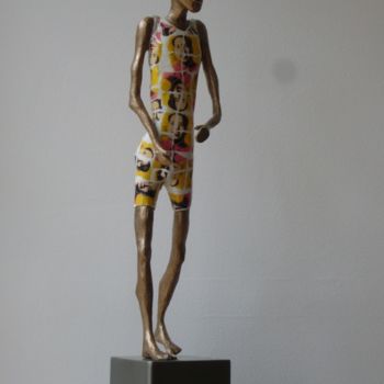 Escultura intitulada "OsCar "Warhol",bron…" por Olivier Chalmin, Obras de arte originais, Metais