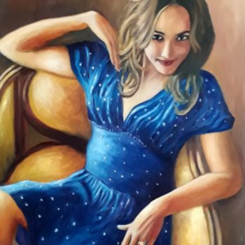 Painting titled "la-robe-bleue.jpg" by Olivier Baldocchi, Original Artwork, Oil