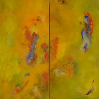 Painting titled "Dyptique solaire" by Olivier Caruso, Original Artwork, Oil