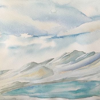 Painting titled "Le lac glacé.jpeg" by Olivier Follin, Original Artwork, Watercolor