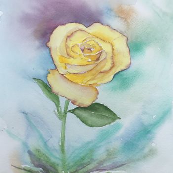 Peinture intitulée "Rose exquise.jpeg" par Olivier Follin, Œuvre d'art originale, Aquarelle
