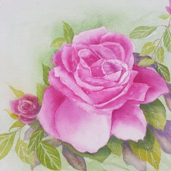 「La Rose.jpeg」というタイトルの絵画 Olivier Follinによって, オリジナルのアートワーク, 水彩画