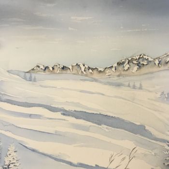 Ζωγραφική με τίτλο "Manteau de neige.jp…" από Olivier Follin, Αυθεντικά έργα τέχνης, Ακουαρέλα