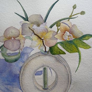 Malerei mit dem Titel "Orchidée.jpg" von Olivier Follin, Original-Kunstwerk, Aquarell