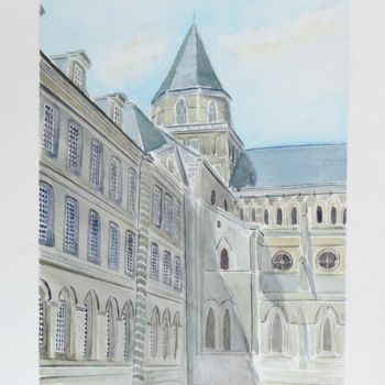 Pintura titulada "Abbaye-aux-hommes-c…" por Olivier Follin, Obra de arte original, Acuarela