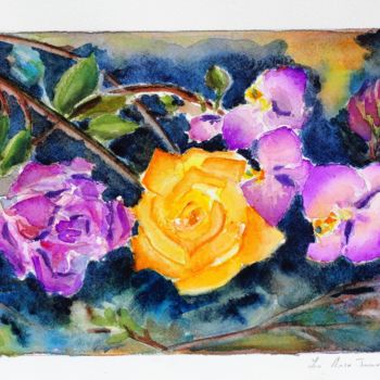 Peinture intitulée "la-rose-jaune.jpg" par Olivier Follin, Œuvre d'art originale, Aquarelle