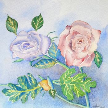 Pintura titulada "les-roses.jpg" por Olivier Follin, Obra de arte original, Acuarela