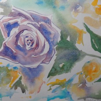 Pintura titulada "eclat-de-rose-ok.jpg" por Olivier Follin, Obra de arte original, Acuarela