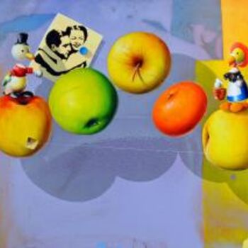 Painting titled "LES TROIS FRUITS" by Olivier Genet, Original Artwork