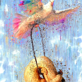 Digitale Kunst getiteld "Metamorphosis_ Bird…" door Olivier Gilet, Origineel Kunstwerk, Digitaal Schilderwerk