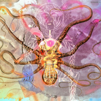 Malarstwo zatytułowany „An octopus trying t…” autorstwa Olivier Gilet, Oryginalna praca, Akryl