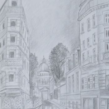Drawing titled "DANS PARIS" by Olivier Gourion, Original Artwork, Pencil