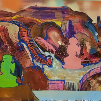 Peinture intitulée "L eau et la montagne" par Olivier Gourion, Œuvre d'art originale, Acrylique