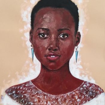 Pintura intitulada "Lupita Nyong'o" por Olivier Le Gac, Obras de arte originais